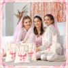 Aliceset 8 Pcs Love on The Lake Bachelorette Party Decor Bridesmaid Tote Bags Canvas for Bachelorette Gift Bags Bridal Shower(Pink,Bride Club) view 2