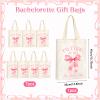 Aliceset 8 Pcs Love on The Lake Bachelorette Party Decor Bridesmaid Tote Bags Canvas for Bachelorette Gift Bags Bridal Shower(Pink,Bride Club) view 4