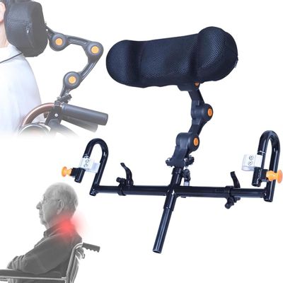 hocvseo Wheelchair Headrest, Wheelchair Neck Support Head Positioning Pillow, Adjustable Aluminum Alloy Bracket, for Wheelchair Users, Elderly, Disabled People