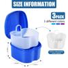 KISEER 3 Pack Colors Denture Bath Case Cup Box Holder Storage Soak Container with Strainer Basket for Travel Cleaning (Blue, Light Blue, Purple) view 2