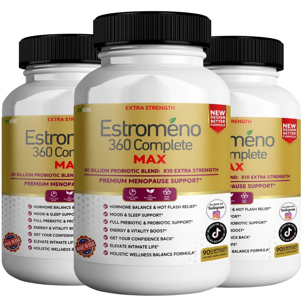 Estromeno 360 Complete Max, Premium Menopause Support Supplement, 40 Billion Probiotic Blend, 90 Capsules (3)