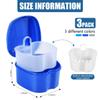 KISEER 3 Pack Colors Denture Bath Case Cup Box Holder Storage Soak Container with Strainer Basket for Travel Cleaning (White, Blue, Light Blue) view 2
