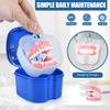 KISEER 3 Pack Colors Denture Bath Case Cup Box Holder Storage Soak Container with Strainer Basket for Travel Cleaning (White, Blue, Light Blue) view 4