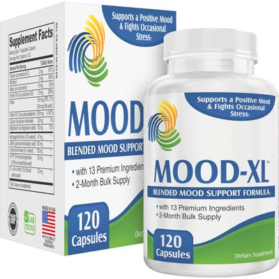 2-Month Mood Support Supplement (Mood-XL) | 13-Ingredient Calm & Balance Formula with 5-HTP, Ashwagandha, GABA & B-Vitamins | Mood Supplements | 60-Day Bulk Supply | 120 Capsules