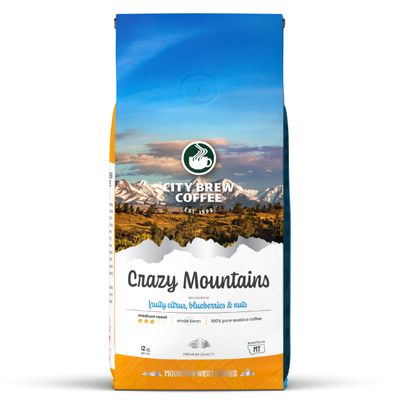 City Brew Crazy Mountains - Medium Roast Whole Bean Coffee - 12 oz