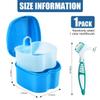 KISEER Light Blue Denture Bath Case Cup Box Holder Storage Container with Denture Cleaner Brush Strainer Basket for Travel Cleaning view 2