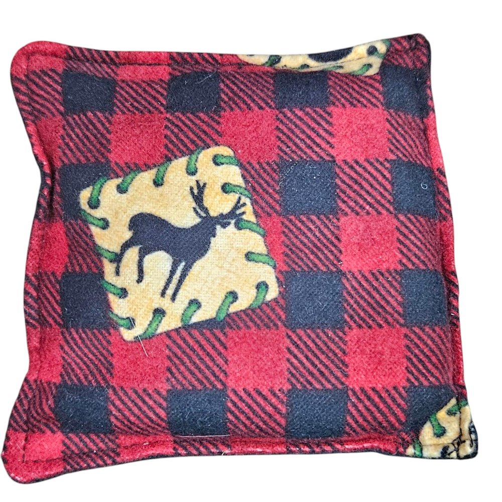 Boo Boo Rice Bag for Kids, Soft Fabric Cold Pack, Cold Hot Therapy, Ice Packs, First Aid Injuries Toothache, Breast Feeding, Reusable Eco Friendly Non Toxic, Cute Warm Compress (Plaid Deer)