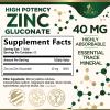 Zinc Supplements - High Potency Zinc 40mg Per Tablet - Best Zinc Supplement for Women & Men - Immune System Support & Antioxidant, Promotes Adult Skin Health, Vegan, Bottled in the USA - 60 Tablets view 2