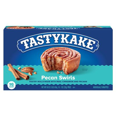 Tastykake Pecan Swirls Pastry Rolls, Cinnamon and Pecans, 16 Count, 16 oz (Pack of 2)