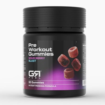 GR Fuel Pre Workout Gummies | Encapsulated Caffeine, L-Theanine & Methylated B12 | with Purple Force & Vasodrive-AP | Energy, Focus & Endurance | Vegan & USA Made | 30 Servings (Sour Berry Blast)