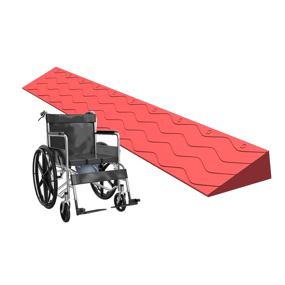 0.4-3.9" Rise Non-Slip Wheelchair Ramp, Portable Lightweight Plastic Threshold Ramps, for Wheelchair, Stroller, Entrance, Cuttable, 330 LBS Capacity(Red,12x5cm/4.7x2in)
