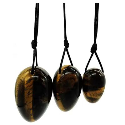 YYUANINGGY Natural Yoni Egg Set Jade Eggs Women Kegel Exercise Kegel with Holes On The Thick Side ,Tiger Eye,3pcs