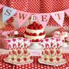 50 Pieces Strawberry Party Bags Plastic Cellophane Treat Candy Goodies Bags with 50 Pieces Twist Ties for Strawberry Themed Birthday Party Decoration (strawberry) view 2