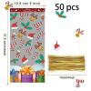 50 Pieces Strawberry Party Bags Plastic Cellophane Treat Candy Goodies Bags with 50 Pieces Twist Ties for Strawberry Themed Birthday Party Decoration (strawberry) view 3