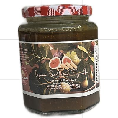 Organic Sun-Dried Fig Jam, 11.55 oz, Made in USA, Glass Jar