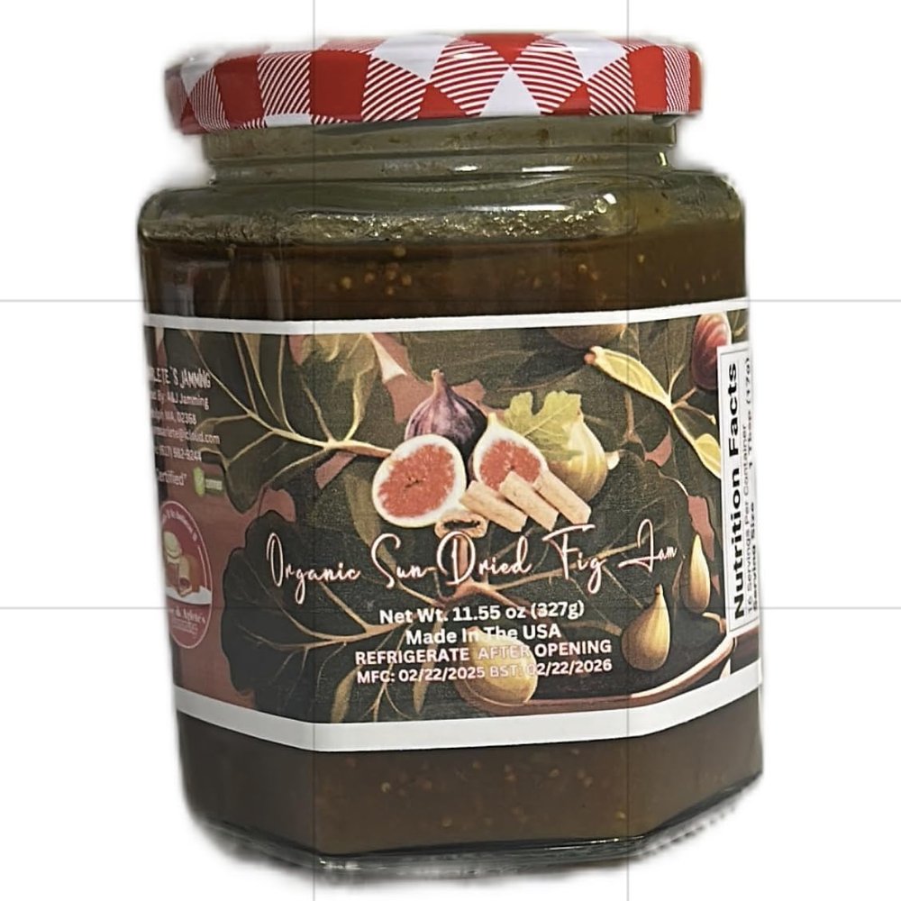 Organic Sun-Dried Fig Jam, 11.55 oz, Made in USA, Glass Jar