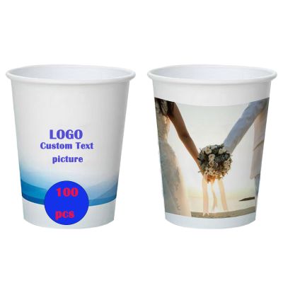 100pcs Personalized Wedding Cups, 9oz Custom Disposable Cups Personalized Shatterproof Cups, Modern Wedding, Party, Bridal Shower (white,9oz)