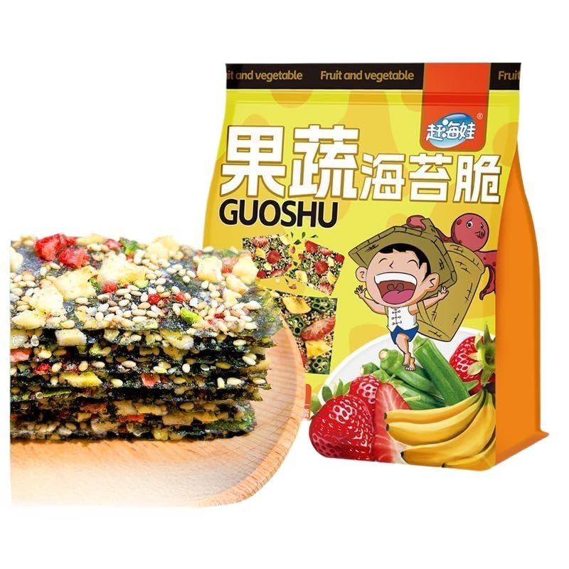 Fruit and vegetable seaweed crispy, instant nori, freeze-dried strawberry banana filled crispy seaweed 36g/pack, freeze-dried okra seaweed, sesame seaweed, healthy seaweed snacks, dessert (3 packs)