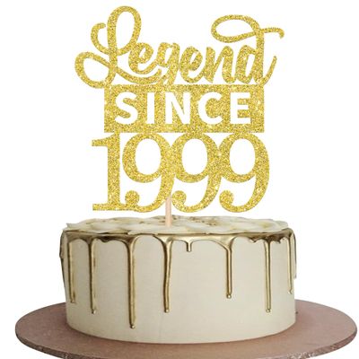 1 Pack Legend Since 1999 Cake Topper Glitter 26th Birthday Cake Pick Cheers to 26 Years Happy 26th Cupcake Decoration for Birthday Wedding Party Cake Decorations Gold