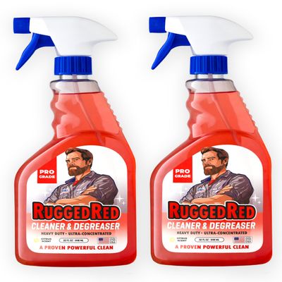 RuggedRed Industrial-Strength Cleaner & Degreaser Heavy-Duty Kitchen Degreaser Spray for Chefs & Catering, USA-Made, Citrus Scent, 32oz (2 Bottles)