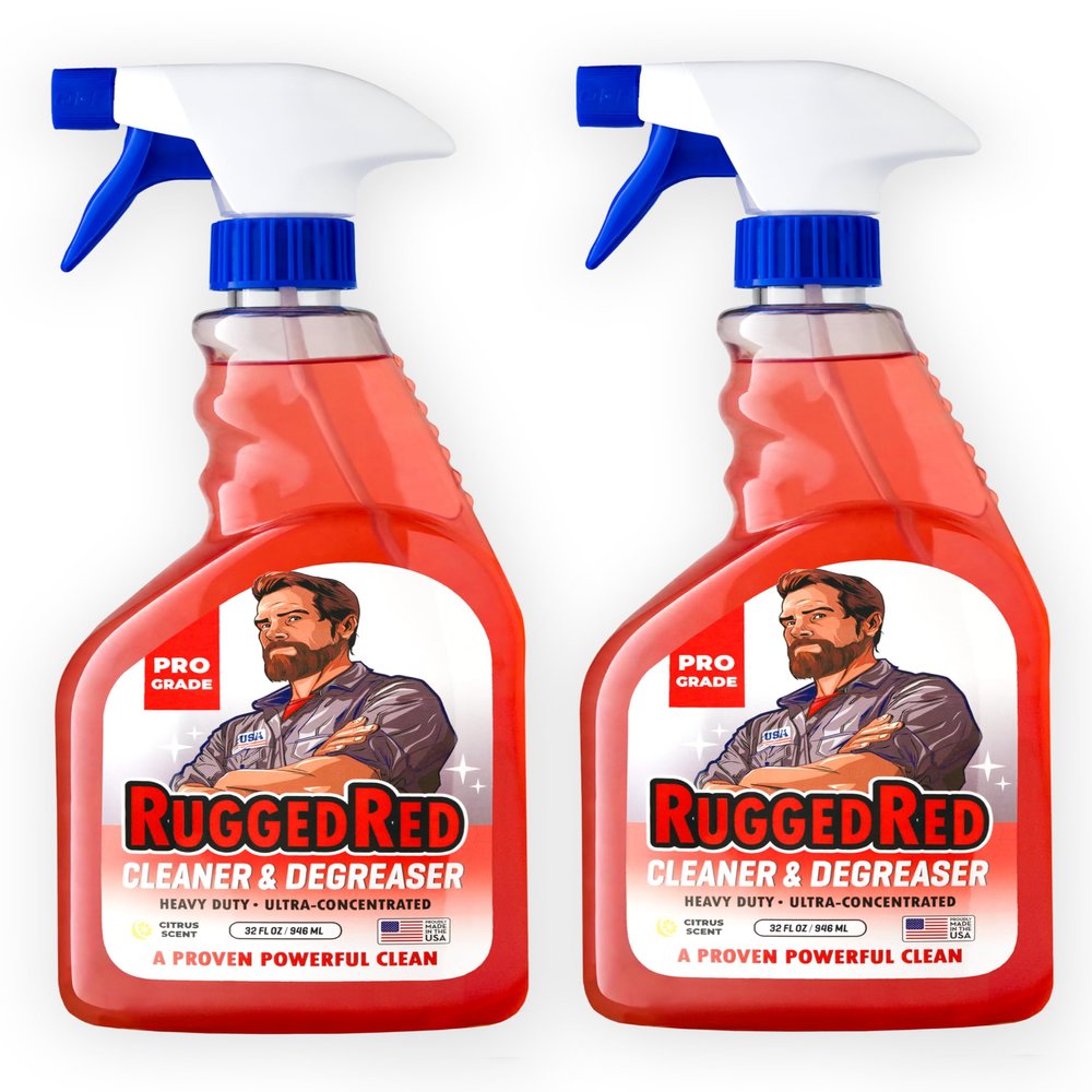 RuggedRed Industrial-Strength Cleaner & Degreaser Heavy-Duty Kitchen Degreaser Spray for Chefs & Catering, USA-Made, Citrus Scent, 32oz (2 Bottles)