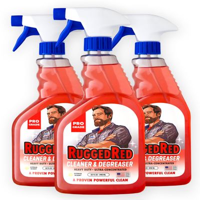 RuggedRed Industrial-Strength Cleaner & Degreaser Heavy-Duty Kitchen Degreaser Spray for Chefs & Catering, USA-Made, Citrus Scent, 32oz (3 Bottles)