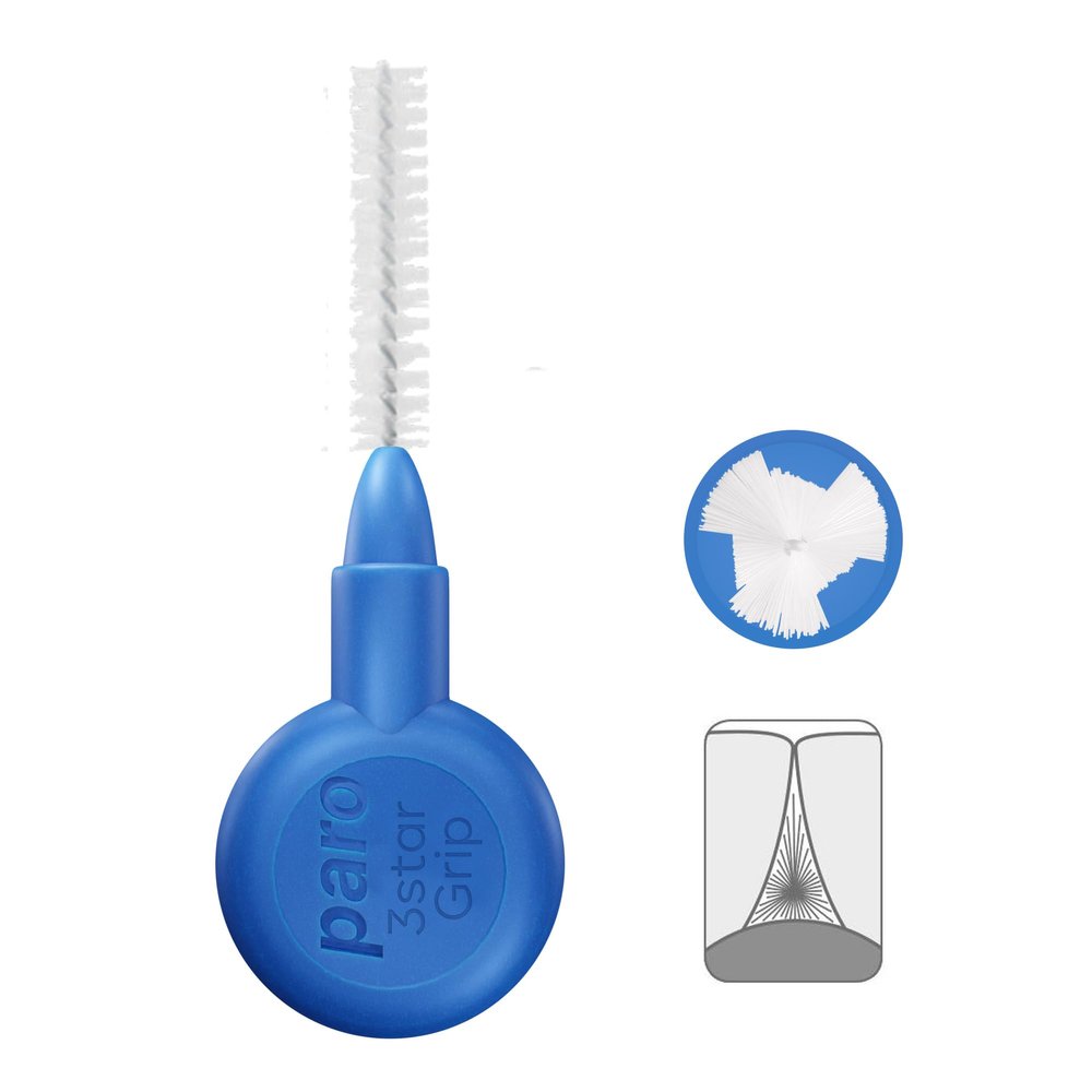 Paro Swiss 3Star-Grip Interdental Brushes XXX-Fine, Triangular, Red, 2mm, 4x12 Pack Deep Between Teeth Cleaning