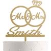 Personalized Mr. & Mrs. Wedding Cake Topper Custom Bride & Groom Cake Decoration Elegant Wedding Dcor, Anniversary, Engagement Party (Design 1 (IND107), Gold Mirror) view 1