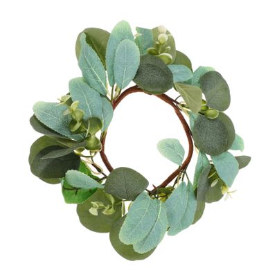 LIFKICH Floral Candle Ring Wreath Small Decorative Artificial Flower Wreath for Party Tabletop Centerpiece