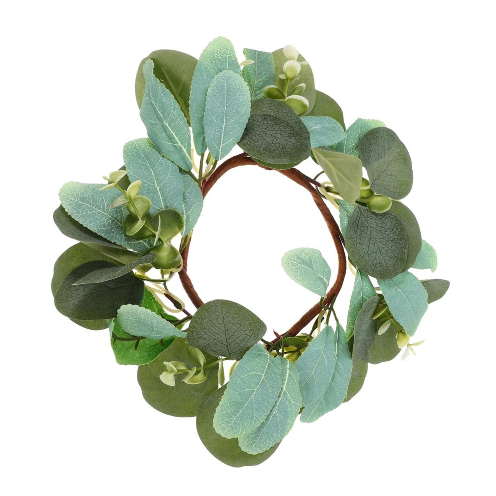 LIFKICH Floral Candle Ring Wreath Small Decorative Artificial Flower Wreath for Party Tabletop Centerpiece