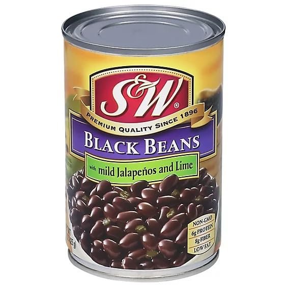 Black Beans With Jalapeno and lime - 15 oz. cans (Pack of 12)