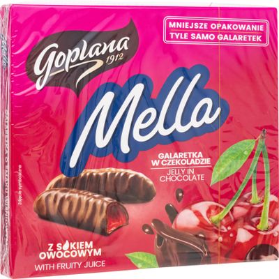 Goplana, Mella Galaretka, Cherry Jelly in Chocolate Gift Box, 190g (Pack of 24)
