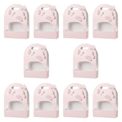 shamjina 10x Butterfly Flower Box Paper Flower Box with Handle Gift Box Gift Wrap Box for Anniversary Bouquet Valentine's Day Wedding, Pink