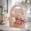 shamjina 10x Butterfly Flower Box Paper Flower Box with Handle Gift Box Gift Wrap Box for Anniversary Bouquet Valentine's Day Wedding, Pink view 2