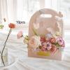 shamjina 10x Butterfly Flower Box Paper Flower Box with Handle Gift Box Gift Wrap Box for Anniversary Bouquet Valentine's Day Wedding, Pink view 3
