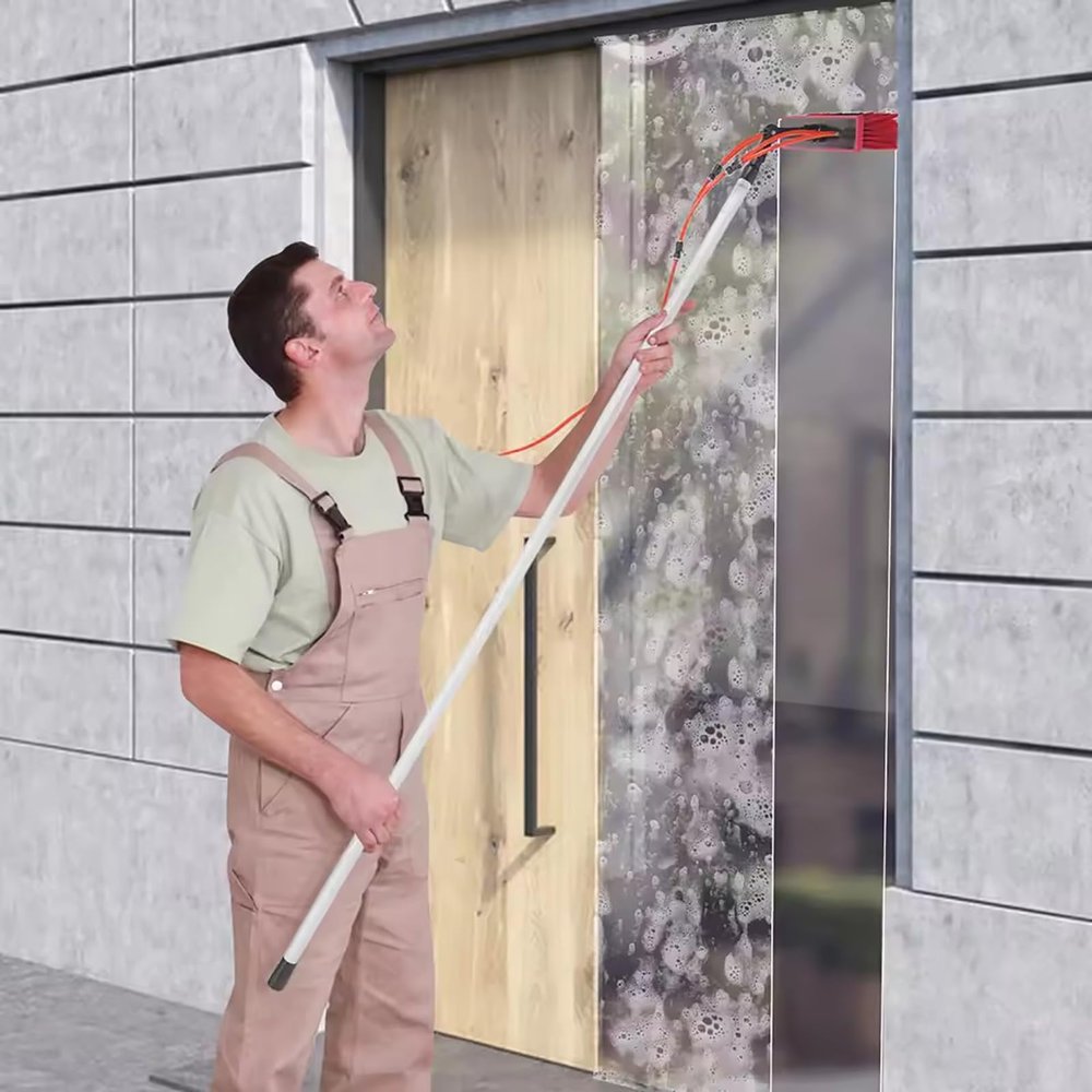 Telescopic Window Cleaner, Window Cleaning Pole, Water Fed Telescopic Brush, Window Cleaner Kit, Extendable Solar Panel Washing,300cm