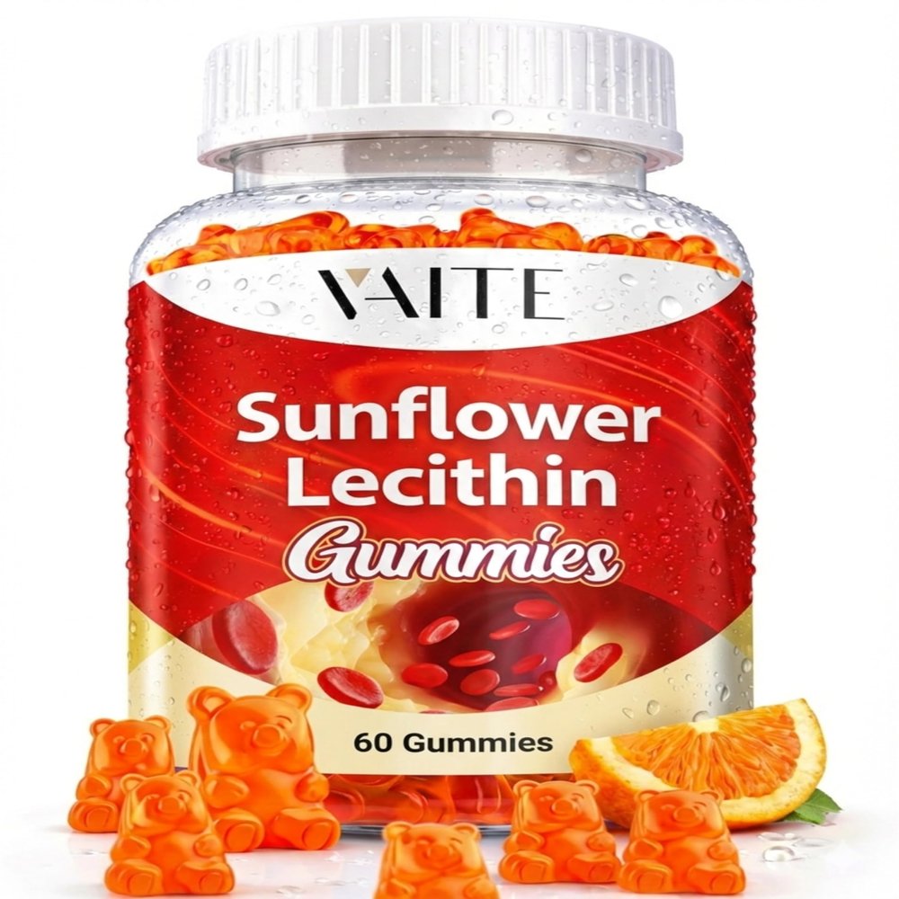 Sunflower Lecithin Extract Gummies 800mg - Vegan, Non-GMO, Soy-Free & Gluten-Free - Cognitive Health & Daily Nutrition - Easy-to-Digest, Plant-Based Wellness Chews for Adults - 60 Chewables