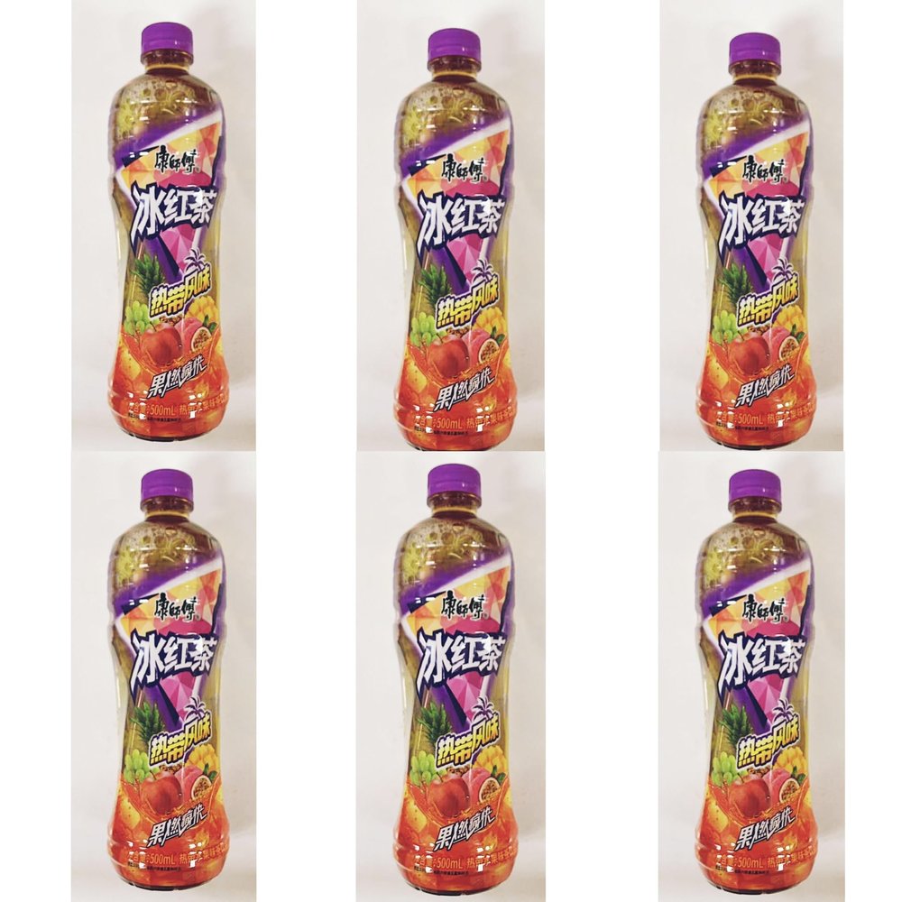 Ice Black Tea Drink, Tropical Fruits Flavor,500mL,6 Bottles