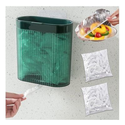 Clingfilm Container Clingfilm Organizer with 200Pcs Fresh Keeping Bags, Multi-Functional Food Storage Covers Packaging Box,Green