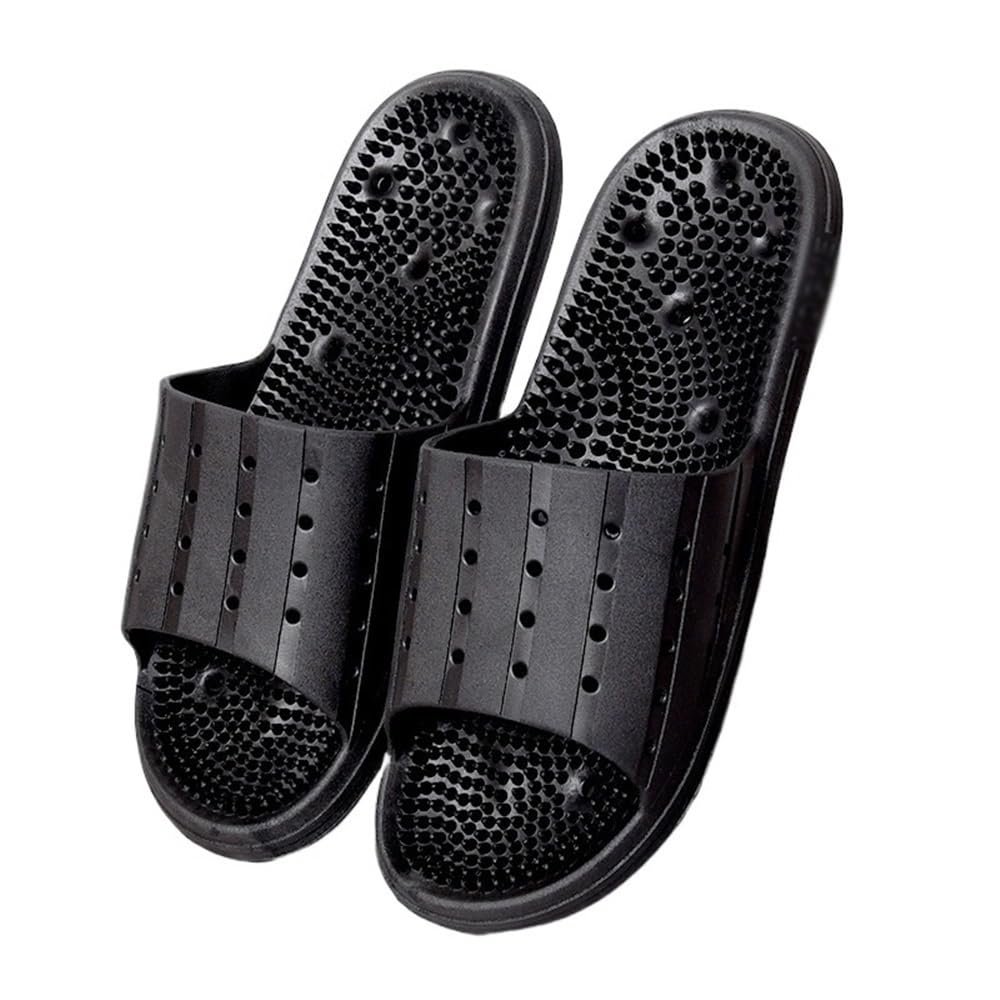 Acupressure Slippers Men Foot Massage Relax Shoes Women Deep Tissue Foot Massager Reflexology Therapy Massage Sandals Relief Plantar Fasciitis Pain(Black,8.5/9)