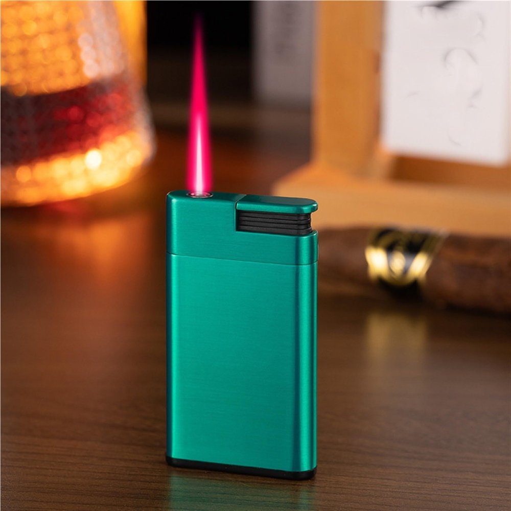 ITWUYFPY Ultra-Thin Torch Lighter, Windproof Lighter, Portable Metal Lighter, refillable Butane Gas Lighter, Suitable for Camping, Outdoor, Collection, Candle, Gift(C)