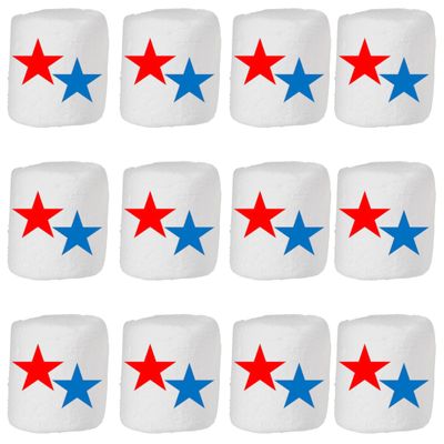 Candy With A Twist - Patriotic Stars - Individually Wrapped 2 inch Round Jumbo Marshmallows - Vanilla - Perfect for Hot Chocolate, DIY S'mores, Memorial Day, Party Favors, and Recipes - 12 Count