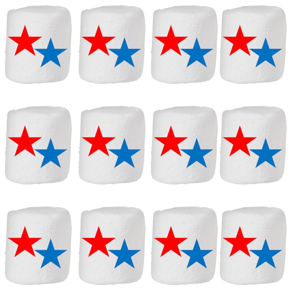 Candy With A Twist - Patriotic Stars - Individually Wrapped 2 inch Round Jumbo Marshmallows - Vanilla - Perfect for Hot Chocolate, DIY S'mores, Memorial Day, Party Favors, and Recipes - 12 Count