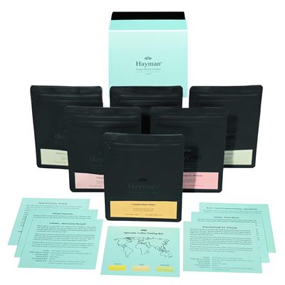 Hayman, Specialty Coffee Tasting Box, 6-Pack Gourmet Coffee Gift Set Selection, Premium Variety Sampler With Connoisseur Assortment, Ground, Medium Roast, 6 Bags With 2.1oz Each (12.7oz Total)