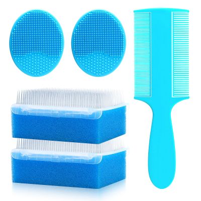 Cradle Cap Brush for Babies, 5Pcs Cradle Cap Treatment Set with Soft Bristle Brushes Silicone Scrubber Long Comb for Newborn Bathing Essentials Baby Brush and Comb Set (Orange)