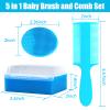 Cradle Cap Brush for Babies, 5Pcs Cradle Cap Treatment Set with Soft Bristle Brushes Silicone Scrubber Long Comb for Newborn Bathing Essentials Baby Brush and Comb Set (Orange) view 2