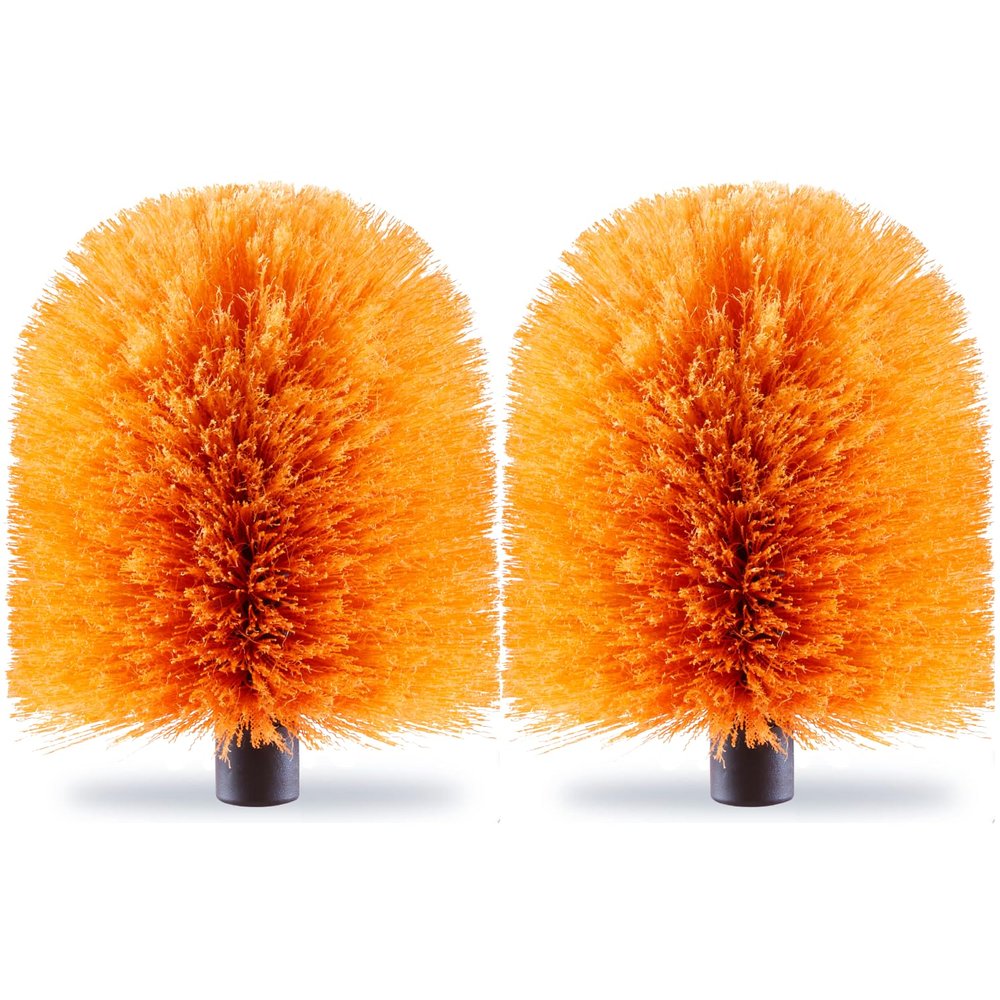 2 Pack Screw on Webster Cobweb Duster Head for Pole,Spider Web Brush, Cobweb Duster Head Attachment,Fits Standard 3/4 inch Threaded Poles (2, Orange)