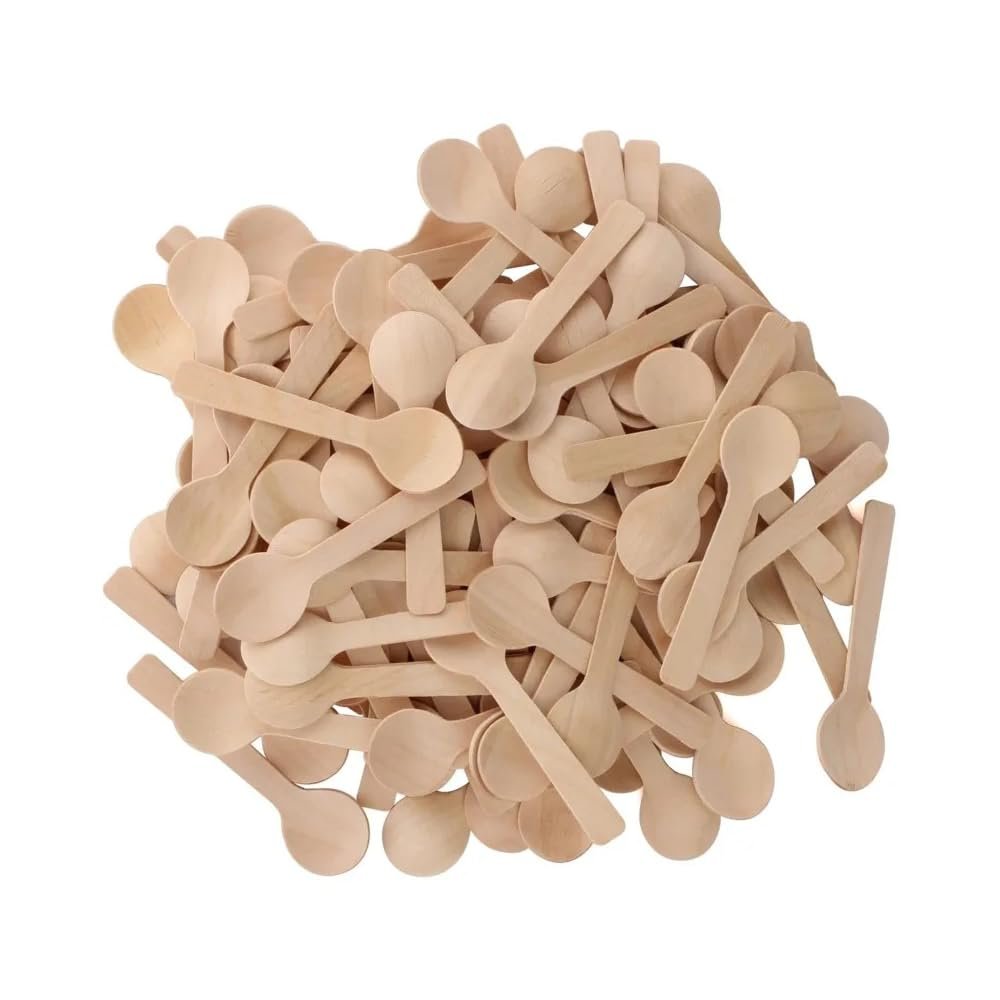 1000 Pcs mini wooden spoons 4-inch length,natural birch wood biodegradable utensils cutlery,mini wooden spoons for home or outdoor party., Wood color