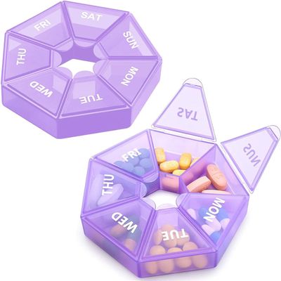 2PCS Weekly Pill Organizer Large 7 Day Pill Box Organizer Daily Medicine Case for Vitamin Fish Oil Pills Supplements Arthritis Friendly