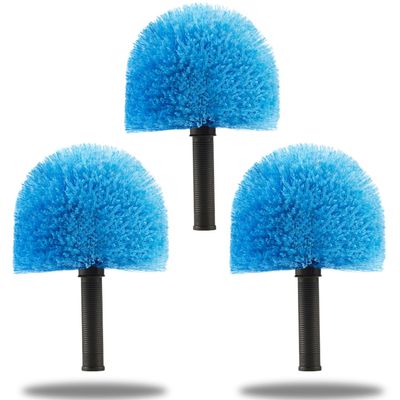 3 Pack Screw on Webster Cobweb Duster Head for Pole,Spider Web Remover Brush, Cobweb Duster Head Attachment,Fits Standard 3/4 inch Threaded Poles (3, Blue)